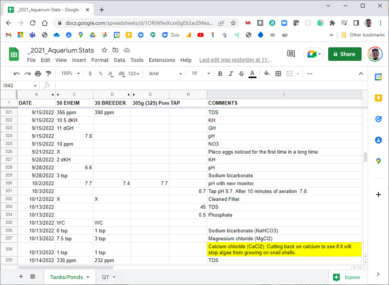 Google Sheets Log